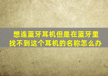 想连蓝牙耳机但是在蓝牙里找不到这个耳机的名称怎么办