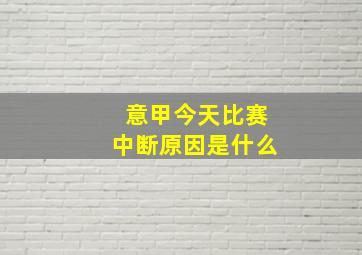 意甲今天比赛中断原因是什么