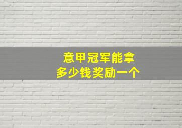 意甲冠军能拿多少钱奖励一个