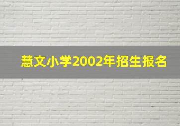 慧文小学2002年招生报名