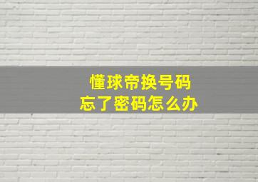 懂球帝换号码忘了密码怎么办