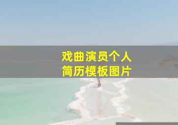 戏曲演员个人简历模板图片