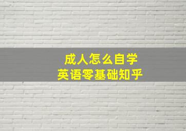 成人怎么自学英语零基础知乎