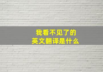 我看不见了的英文翻译是什么