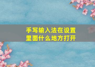 手写输入法在设置里面什么地方打开