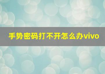 手势密码打不开怎么办vivo