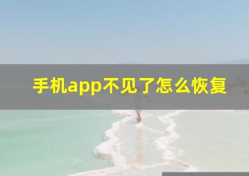 手机app不见了怎么恢复