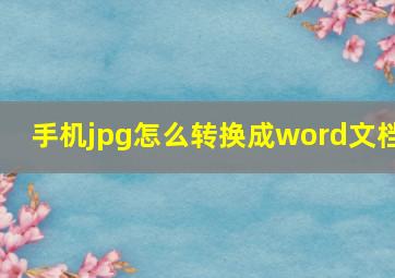 手机jpg怎么转换成word文档