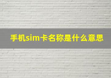 手机sim卡名称是什么意思