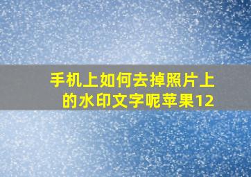 手机上如何去掉照片上的水印文字呢苹果12