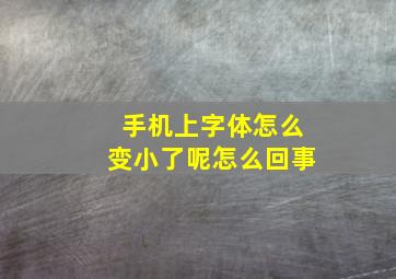 手机上字体怎么变小了呢怎么回事