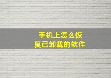 手机上怎么恢复已卸载的软件