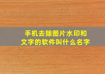 手机去除图片水印和文字的软件叫什么名字