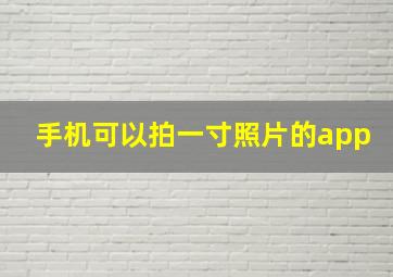 手机可以拍一寸照片的app