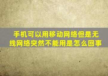 手机可以用移动网络但是无线网络突然不能用是怎么回事