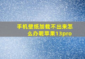 手机壁纸加载不出来怎么办呢苹果13pro