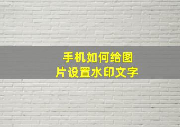 手机如何给图片设置水印文字