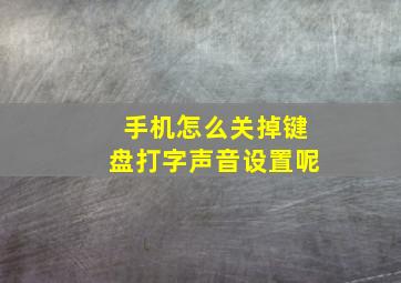 手机怎么关掉键盘打字声音设置呢