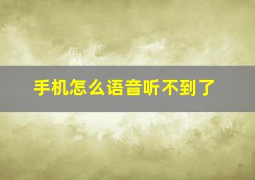 手机怎么语音听不到了