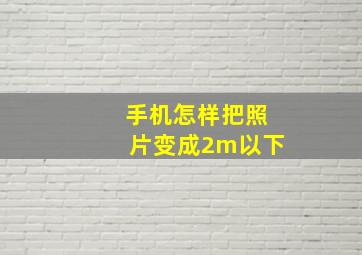 手机怎样把照片变成2m以下