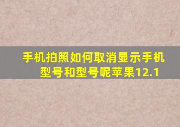 手机拍照如何取消显示手机型号和型号呢苹果12.1