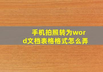 手机拍照转为word文档表格格式怎么弄