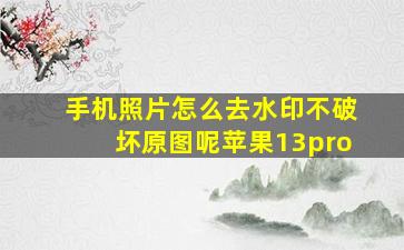 手机照片怎么去水印不破坏原图呢苹果13pro