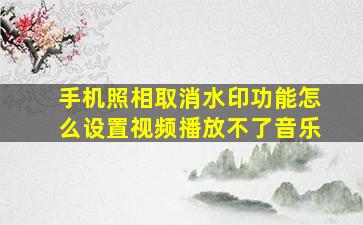 手机照相取消水印功能怎么设置视频播放不了音乐