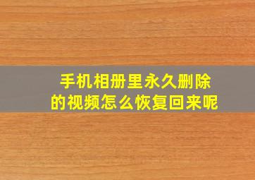 手机相册里永久删除的视频怎么恢复回来呢