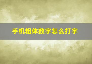 手机粗体数字怎么打字