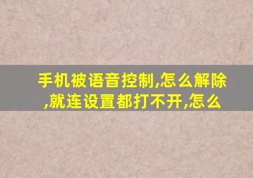 手机被语音控制,怎么解除,就连设置都打不开,怎么