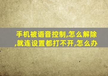 手机被语音控制,怎么解除,就连设置都打不开,怎么办