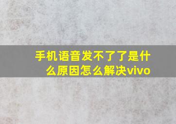 手机语音发不了了是什么原因怎么解决vivo