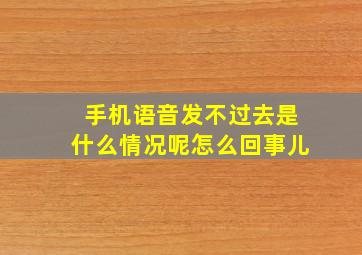 手机语音发不过去是什么情况呢怎么回事儿