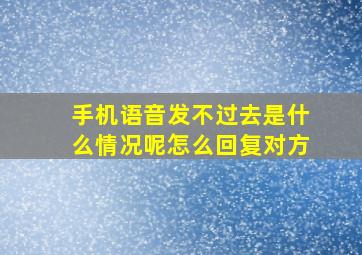 手机语音发不过去是什么情况呢怎么回复对方