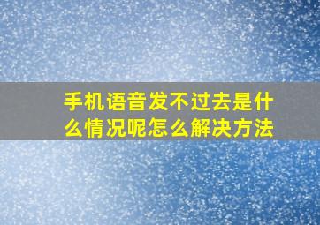 手机语音发不过去是什么情况呢怎么解决方法