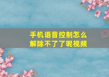 手机语音控制怎么解除不了了呢视频