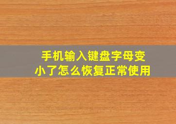 手机输入键盘字母变小了怎么恢复正常使用