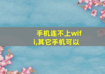 手机连不上wifi,其它手机可以