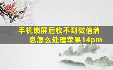 手机锁屏后收不到微信消息怎么处理苹果14pm