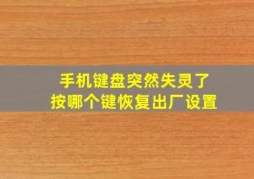 手机键盘突然失灵了按哪个键恢复出厂设置