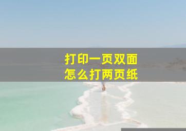 打印一页双面怎么打两页纸