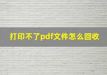 打印不了pdf文件怎么回收