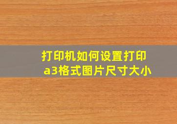 打印机如何设置打印a3格式图片尺寸大小