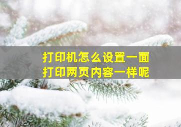 打印机怎么设置一面打印两页内容一样呢