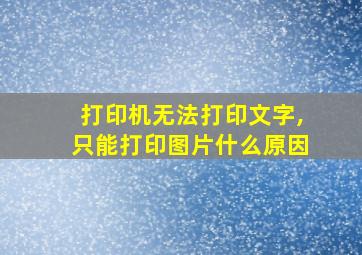 打印机无法打印文字,只能打印图片什么原因