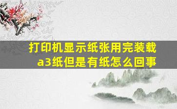 打印机显示纸张用完装载a3纸但是有纸怎么回事