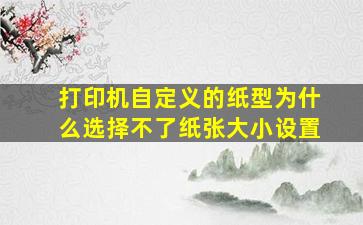 打印机自定义的纸型为什么选择不了纸张大小设置