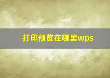 打印预览在哪里wps