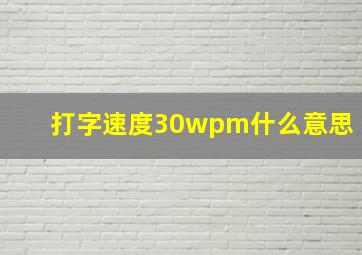 打字速度30wpm什么意思